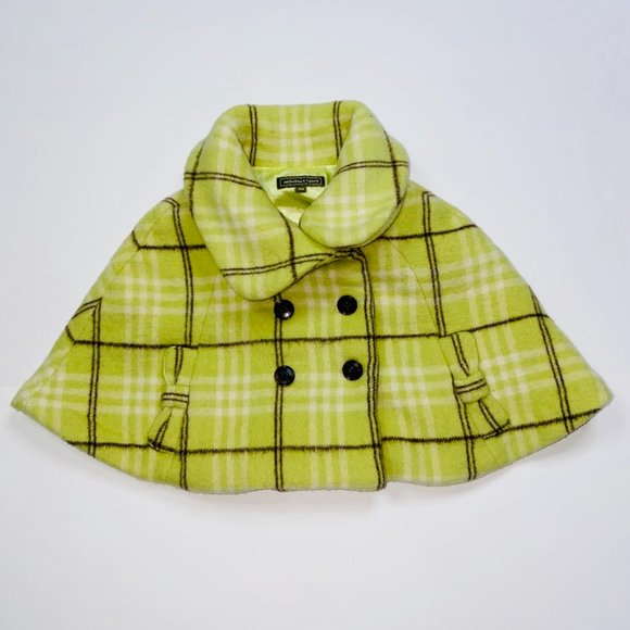 Nicholas & Bears Lime Green Plaid Wool Blend Cape Size 18 months - Picture 1 of 8